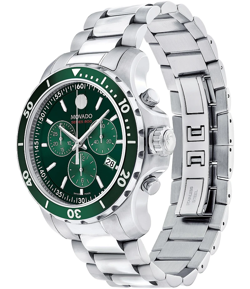 Movado Series 800 Silver-Tone Quartz Chronograph Movement Watch