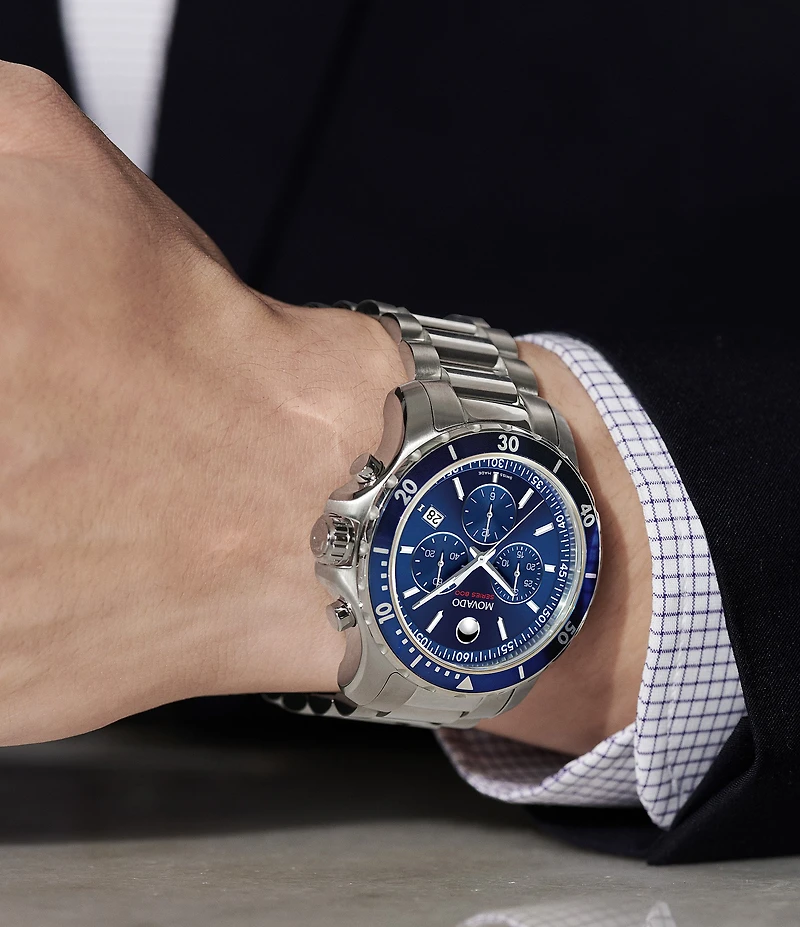 Movado Series 800 Silver-Tone Quartz Chronograph Movement Watch
