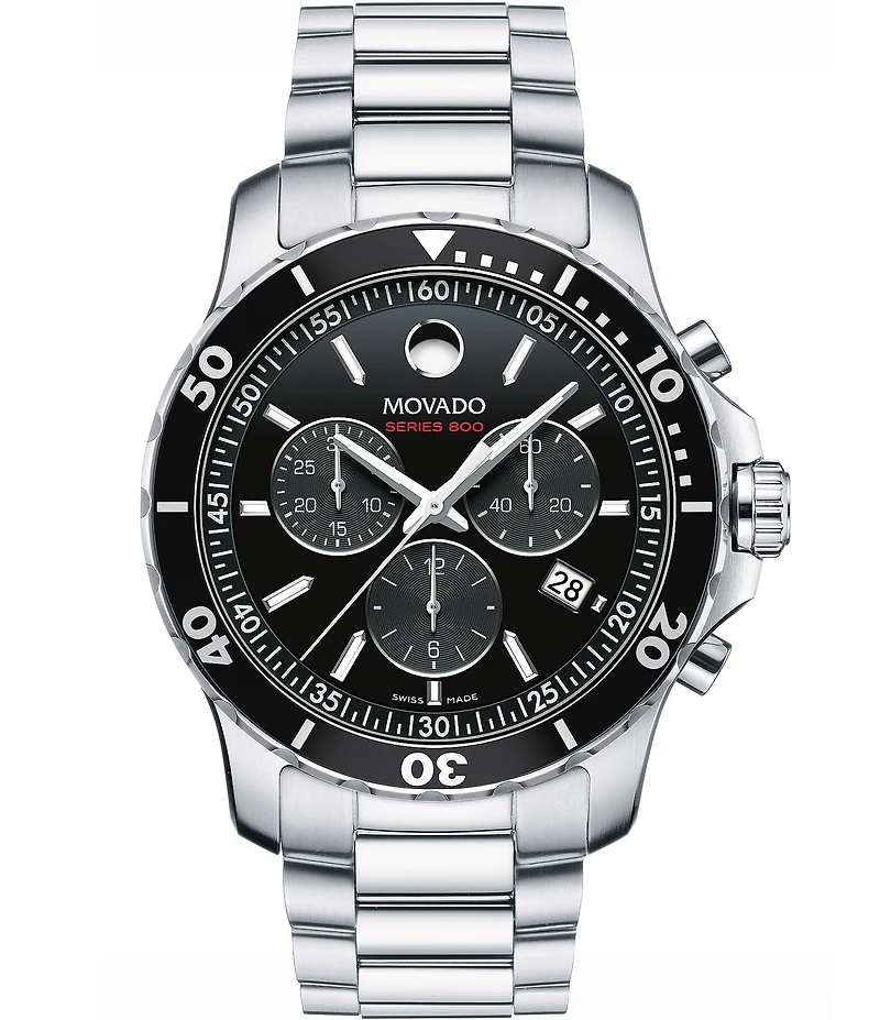Movado Series 800 Silver-Tone Quartz Chronograph Movement Watch