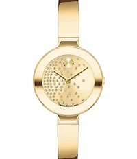 Movado Bold Women's Bangle Quartz Analog Scattered Crystal Dial Bangle Bracelet Watch