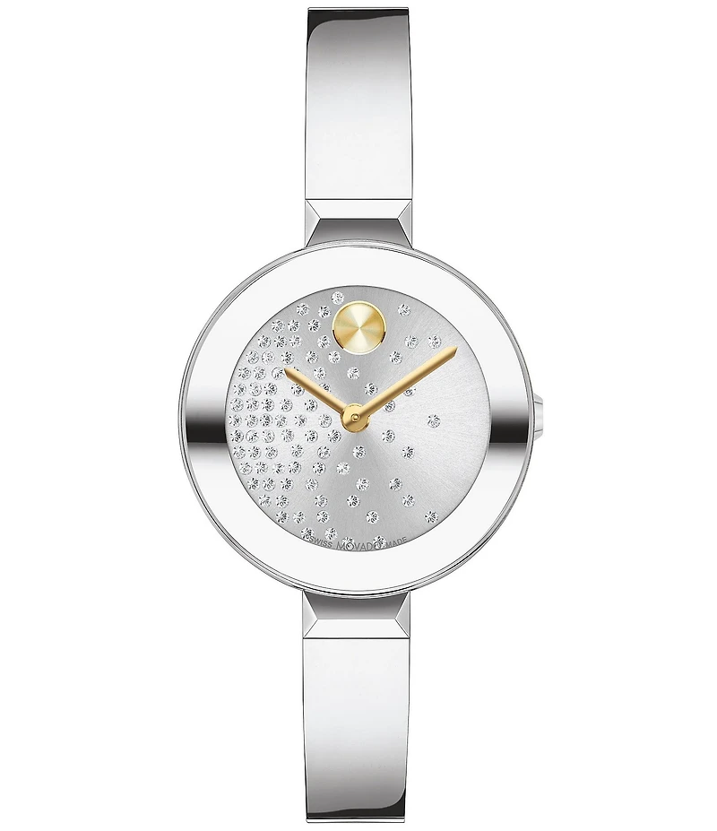 Movado Bold Women's Bangle Quartz Analog Scattered Crystal Dial Bangle Bracelet Watch