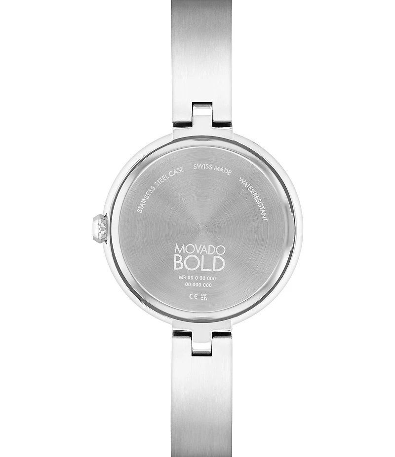 Movado Bold Women's Bangle Quartz Analog Scattered Crystal Dial Bangle Bracelet Watch
