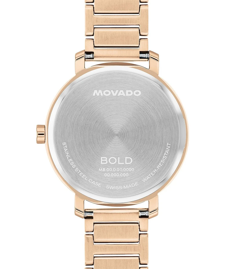 Movado Bold Women's Evolution 2.0 Quartz Analog Rose Gold Tone Stainless Steel Bracelet Watch
