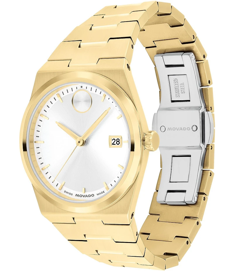 Movado Bold Women's Quest Quartz Analog Gold Tone Stainless Steel Bracelet Watch