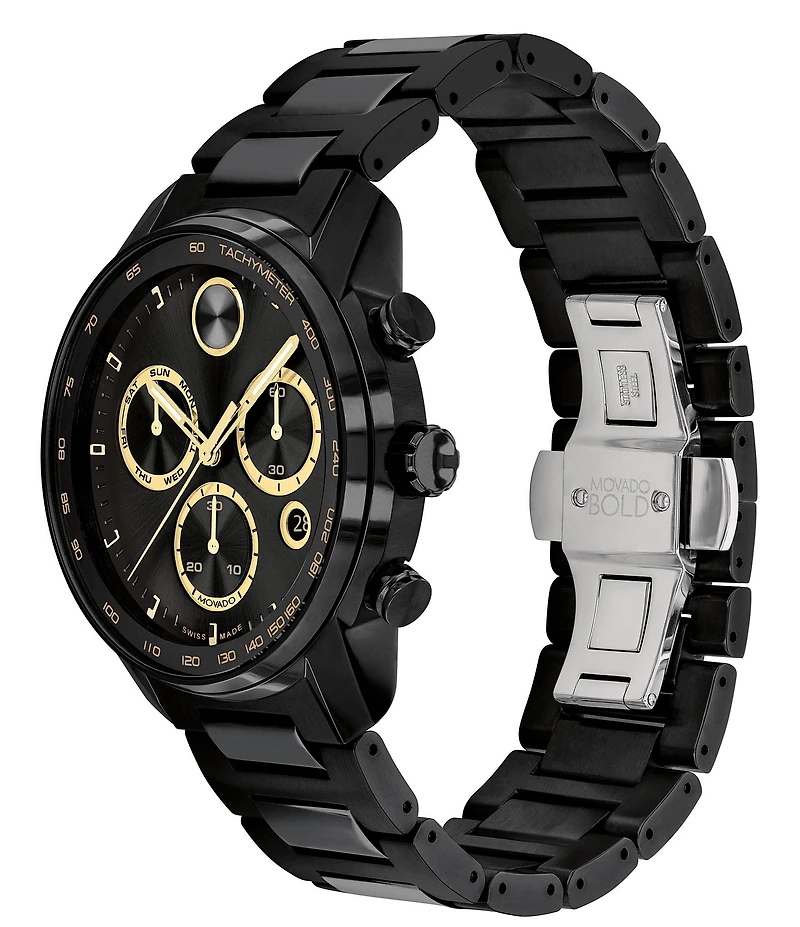 Movado Men's Bold Quartz Chronograph Black Stainless Steel Bracelet Watch