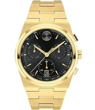 Movado Men's Bold Quest Quartz Chronograph Gold Tone Stainless Steel Bracelet Watch