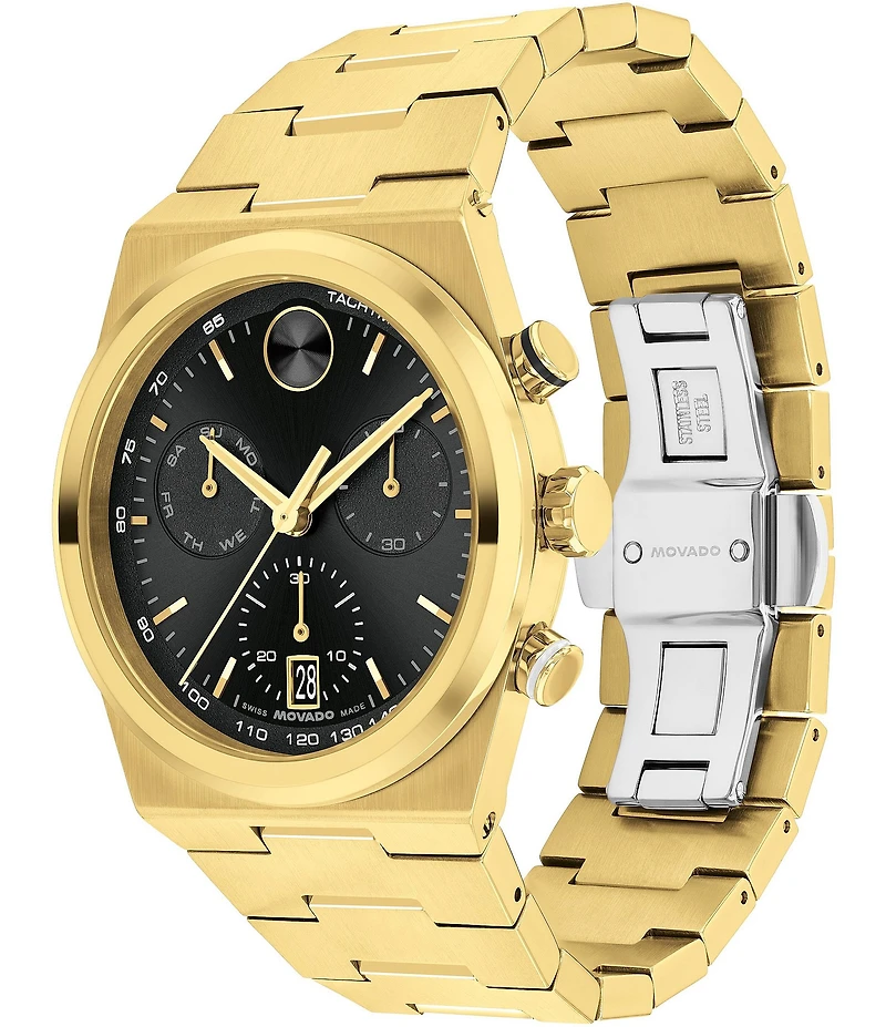 Movado Men's Bold Quest Quartz Chronograph Gold Tone Stainless Steel Bracelet Watch