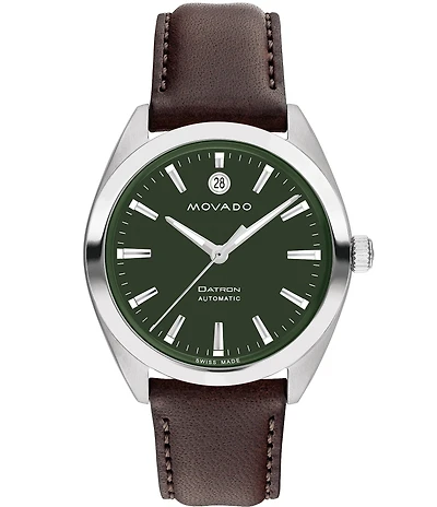 Movado Men's Datron Automatic Chocolate Leather Strap Watch