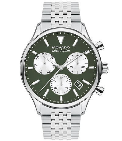 Movado Men's Heritage Series Calendoplan Quartz Chronograph Stainless Steel Bracelet Watch