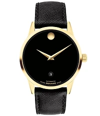Movado Men's Museum Classic 40mm Automatic Black Leather Strap Watch