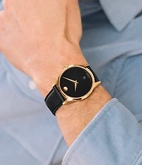 Movado Men's Museum Classic 40mm Automatic Black Leather Strap Watch