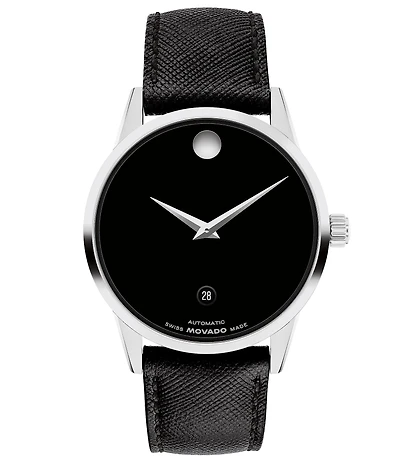 Movado Men's Museum Classic Automatic Black Leather Strap Watch