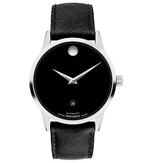Movado Men's Museum Classic Automatic Black Leather Strap Watch