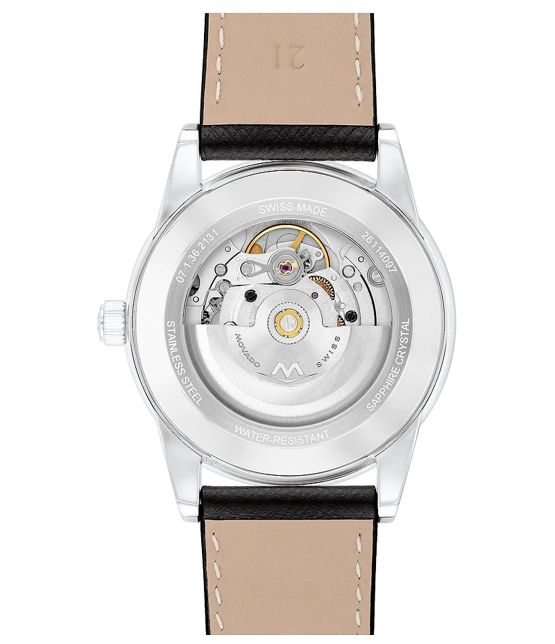 Movado Men's Museum Classic Automatic Black Leather Strap Watch