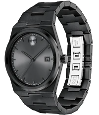Movado Men's Quest Quartz Mechanical Automatic Black Plated Stainless Steel Bracelet Watch