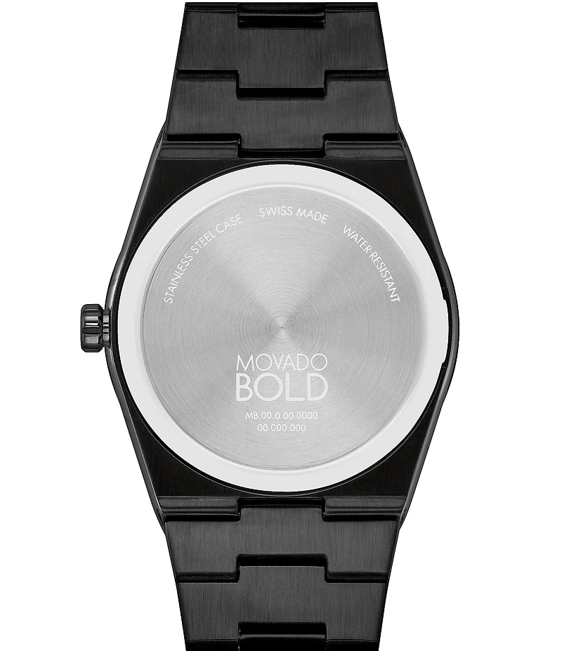 Movado Men's Quest Quartz Mechanical Automatic Black Plated Stainless Steel Bracelet Watch