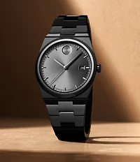 Movado Men's Quest Quartz Mechanical Automatic Black Plated Stainless Steel Bracelet Watch