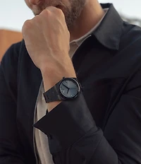Movado Men's Quest Quartz Mechanical Automatic Black Plated Stainless Steel Bracelet Watch