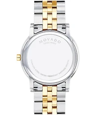 Movado Museum Classic Two Tone Link Bracelet Watch with Diamond Detail