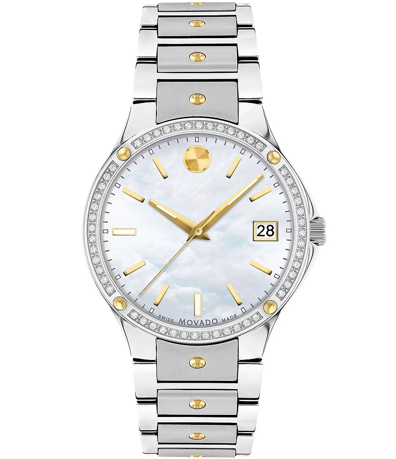 Movado Women's SE Genuine Diamond Set Bezel MOP Dial Bracelet Watch