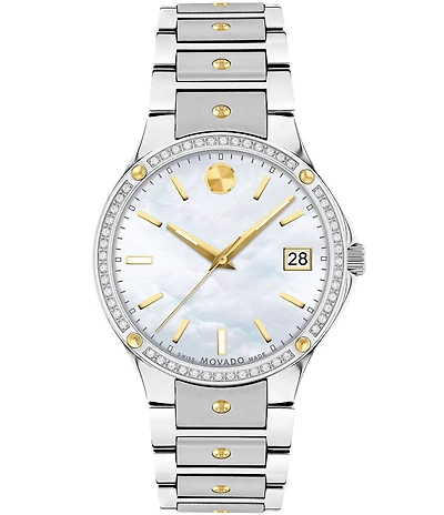 Movado Women's SE Genuine Diamond Set Bezel MOP Dial Bracelet Watch