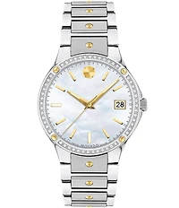 Movado Women's SE Genuine Diamond Set Bezel MOP Dial Bracelet Watch