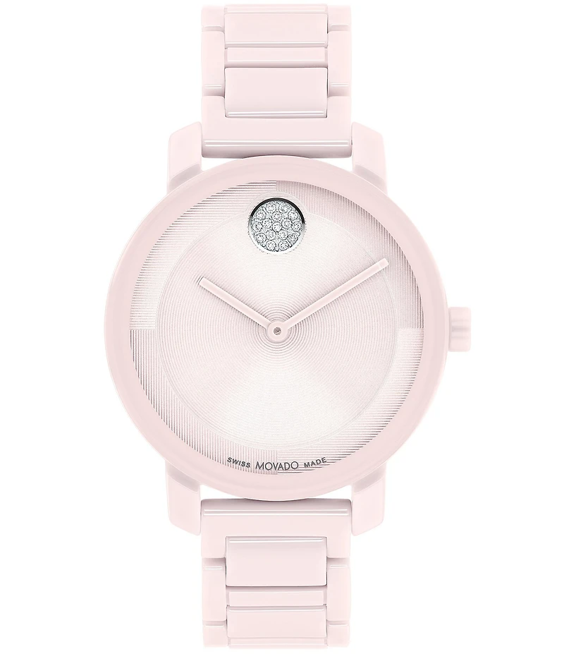 Movado Women's Bold 2.0 Quartz Analog Pink Ceramic Bracelet Watch