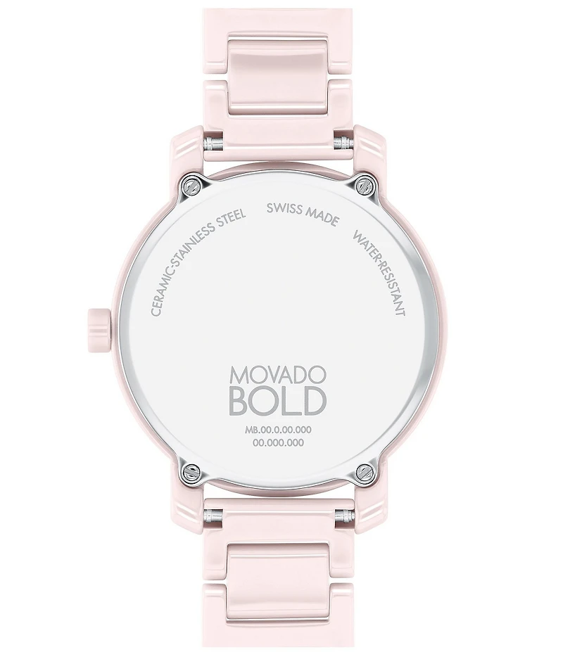 Movado Women's Bold 2.0 Quartz Analog Pink Ceramic Bracelet Watch