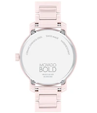 Movado Women's Bold 2.0 Quartz Analog Pink Ceramic Bracelet Watch