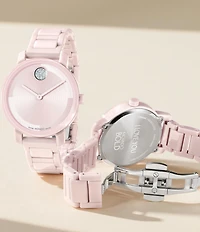 Movado Women's Bold 2.0 Quartz Analog Pink Ceramic Bracelet Watch