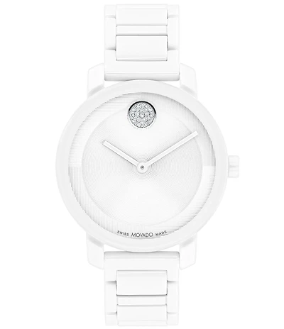 Movado Women's Bold 2.0 Quartz Analog White Ceramic Bracelet Watch