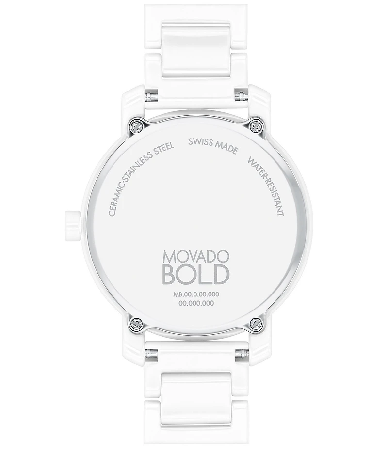 Movado Women's Bold 2.0 Quartz Analog White Ceramic Bracelet Watch