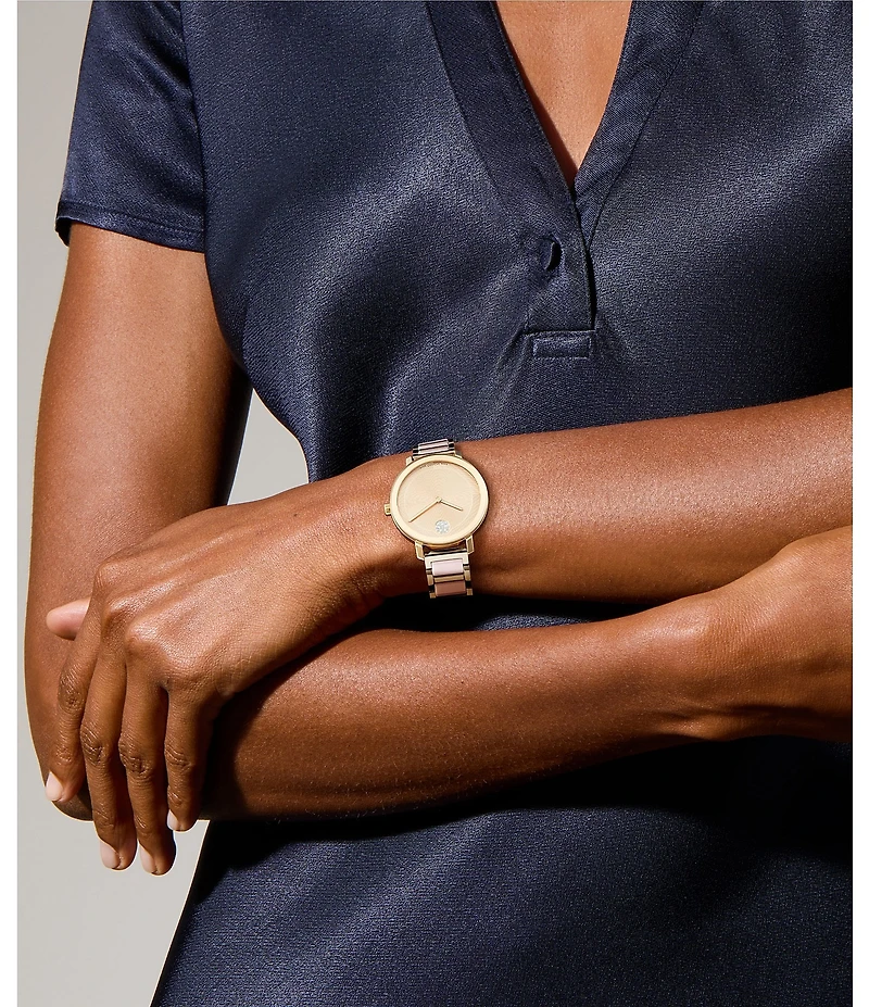 Movado Women's Bold 2.0 Quartz Analog Two Tone Ceramic and Stainless Steel Bracelet Watch