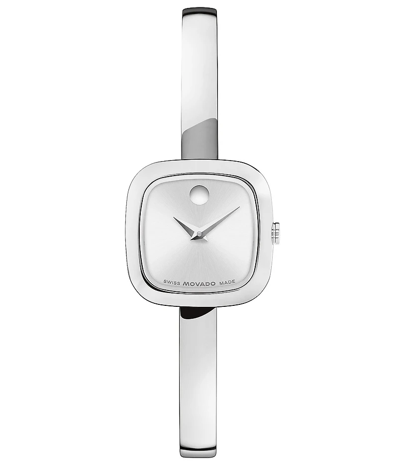 Movado Women's Cushion Quartz Analog Stainless Steel Bangle Watch