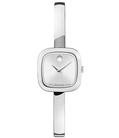 Movado Women's Cushion Quartz Analog Stainless Steel Bangle Watch