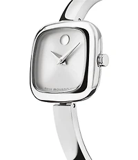 Movado Women's Cushion Quartz Analog Stainless Steel Bangle Watch