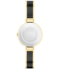 Movado Women's Moda Quartz Analog PVD and Black Ceramic Bangle Bracelet Watch