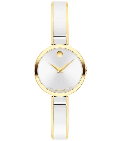 Movado Women's Moda Quartz Analog Stainless Steel and Yellow PVD Bangle Bracelet Watch