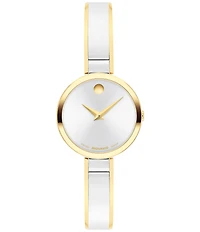 Movado Women's Moda Quartz Analog Stainless Steel and Yellow PVD Bangle Bracelet Watch