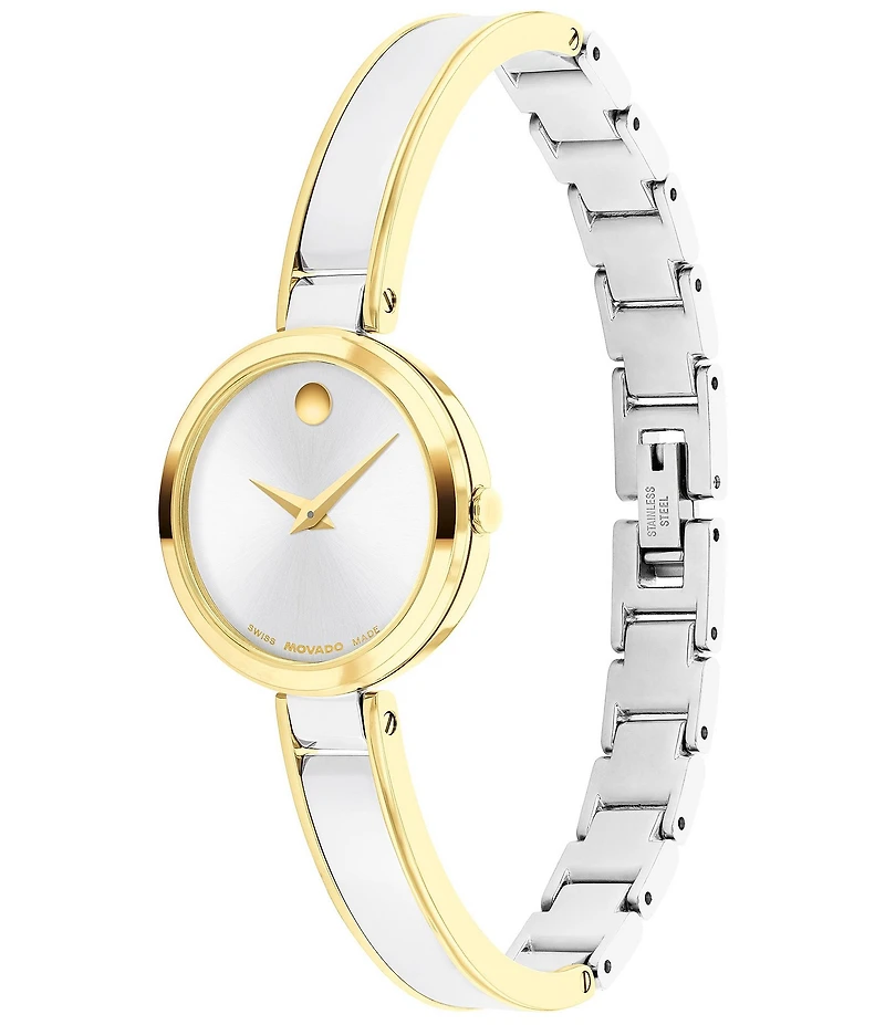 Movado Women's Moda Quartz Analog Stainless Steel and Yellow PVD Bangle Bracelet Watch