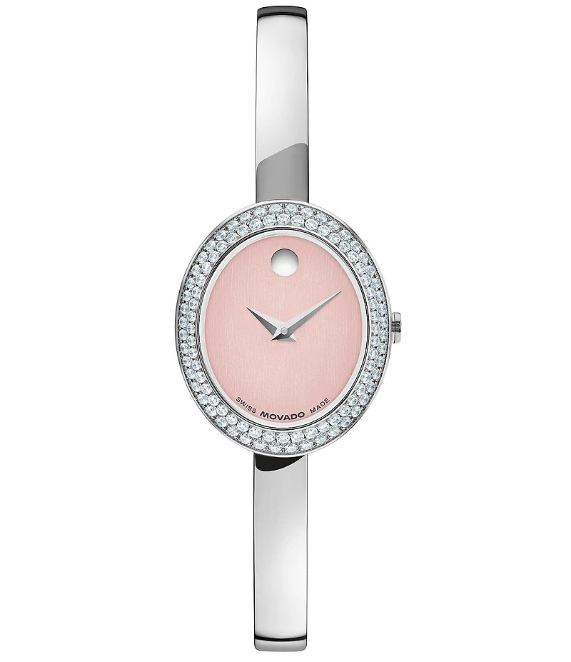 Movado Women's Museum 21.5mm Rhinestone Quartz Analog Stainless Steel Bangle Watch