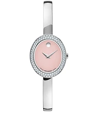 Movado Women's Museum 21.5mm Rhinestone Quartz Analog Stainless Steel Bangle Watch