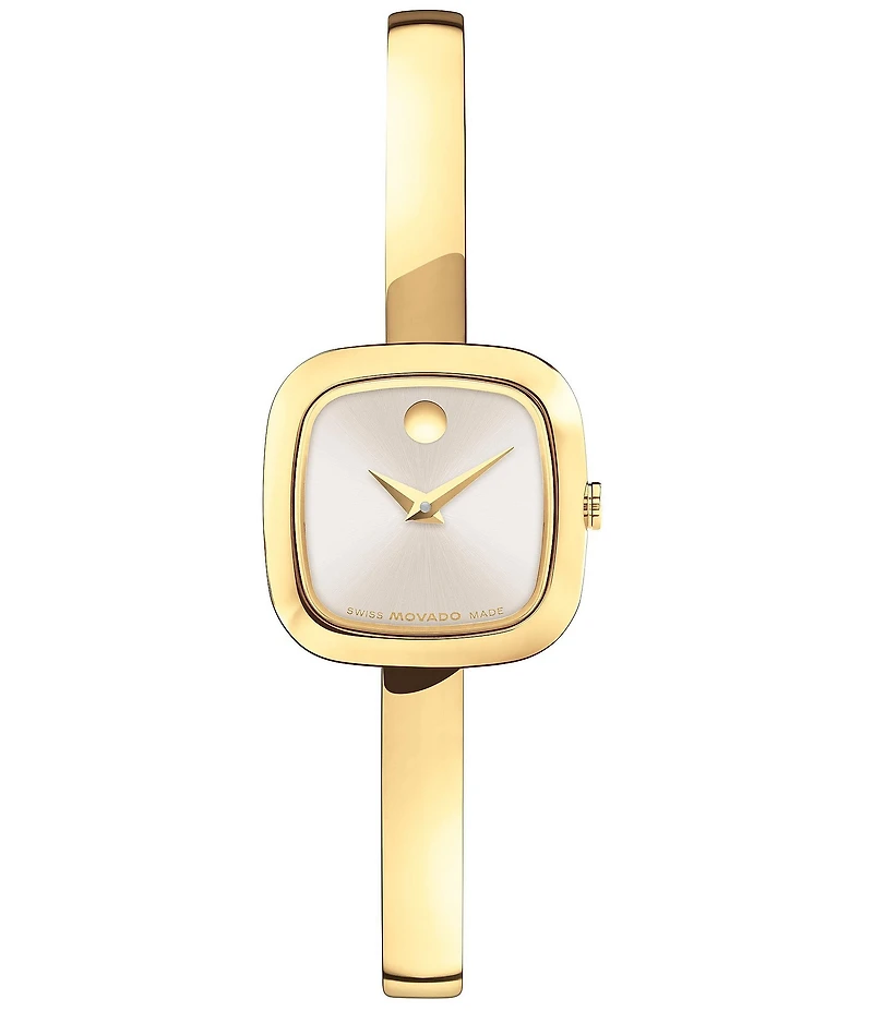 Movado Women's Museum Bangle Cushion Quartz Analog Stainless Steel Bangle Bracelet Watch