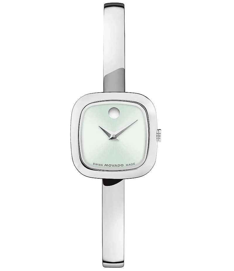Movado Women's Museum Bangle Cushion Quartz Analog Stainless Steel Bangle Bracelet Watch