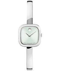 Movado Women's Museum Bangle Cushion Quartz Analog Stainless Steel Bangle Bracelet Watch