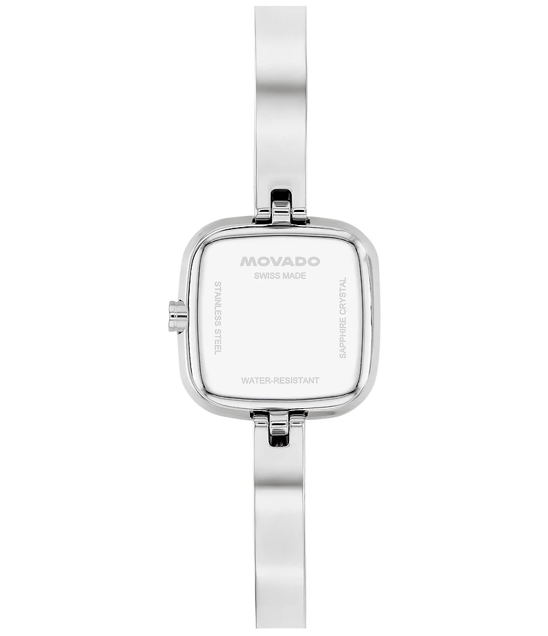 Movado Women's Museum Bangle Cushion Quartz Analog Stainless Steel Bangle Bracelet Watch