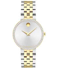 Movado Women's Museum Classic Lab Grown Diamond Bezel Quartz Analog Stainless Steel and Light Gold PVD Bracelet Watch