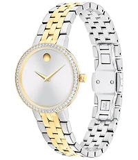 Movado Women's Museum Classic Lab Grown Diamond Bezel Quartz Analog Stainless Steel and Light Gold PVD Bracelet Watch