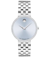 Movado Women's Museum Classic Lab Grown Diamond Bezel Quartz Analog Stainless Steel Bracelet Watch