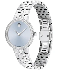 Movado Women's Museum Classic Lab Grown Diamond Bezel Quartz Analog Stainless Steel Bracelet Watch